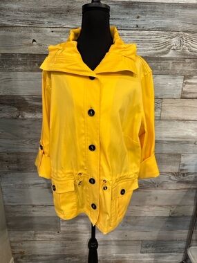 Ruby Rd. Bright Yellow Hooded Utility Jacket